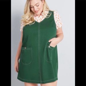 ModCloth green jumper dress w/pockets size 1x NWT